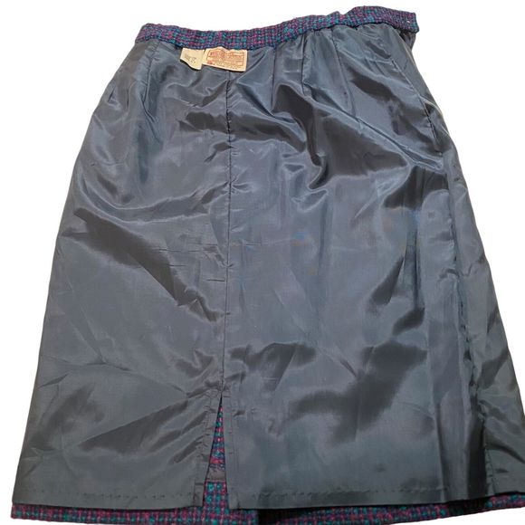 Vintage Pendleton Pencil Skirt Women's Size 14P Purple Pink Plaid Virgin Wool - Picture 6 of 7